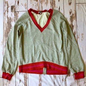 Pam & Gela vneck sweatshirt distressed